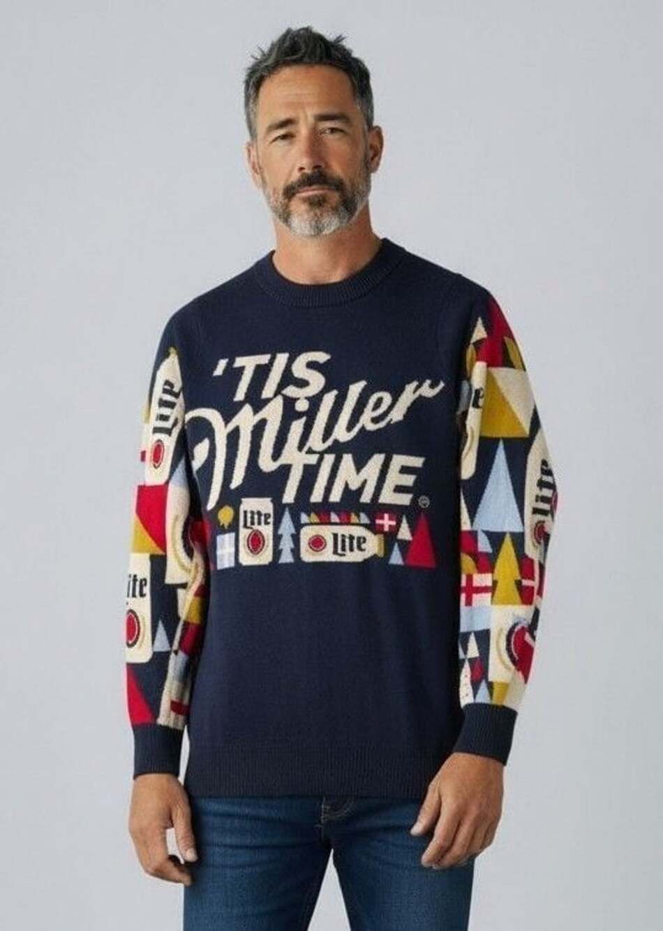 Miller Lite 'Tis Miller Time Ugly Christmas Holiday Sweater Small